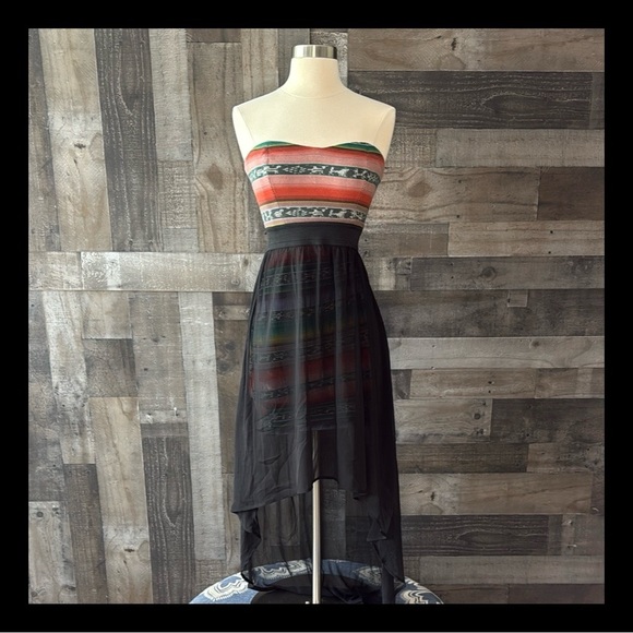 American Rag Dresses & Skirts - American Rag strapless high low dress small sheer western boho chic festival